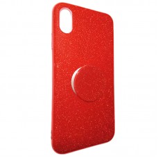 Capa para iPhone X e XS - Gliter New com Popsocket Vermelha